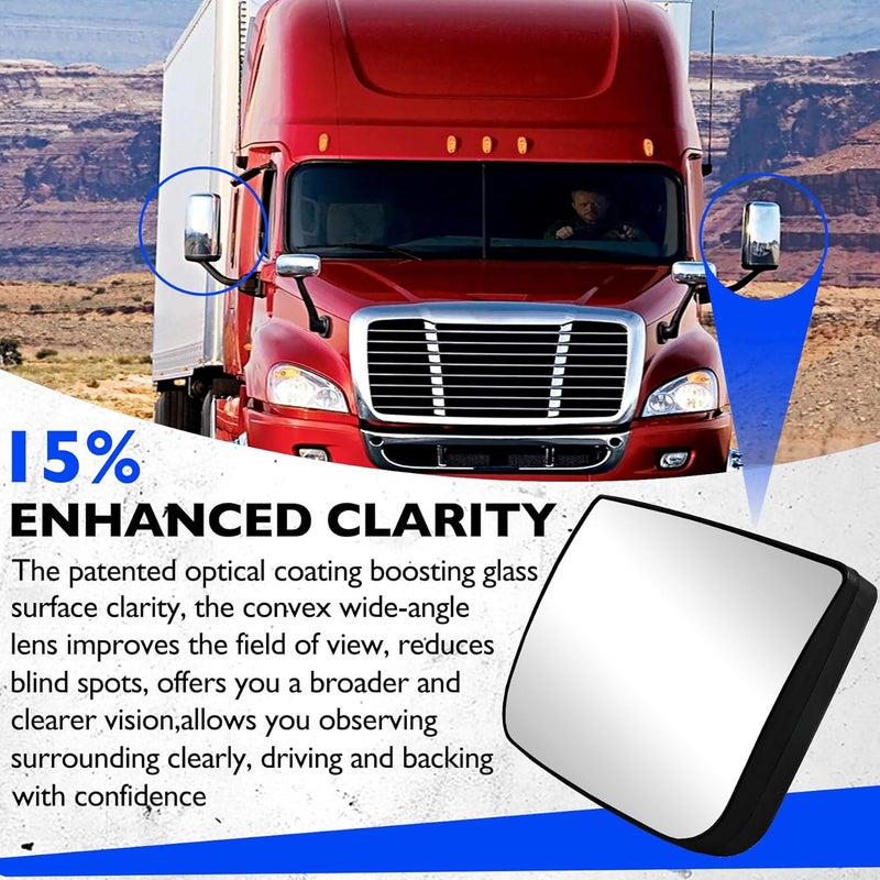 Misakomo Heated Lower Convex Mirror Glass Compatible with 2008-2017 Freightliner Cascadia Mirror TL-28717A TL28717A Wide Clear High Reflective Convex Rapid Heating Lower Mirrors Glasses with Back Plate - Image 3